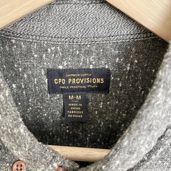 CPO Provisions Acrylic Blend Gray Button Down Shirt Men’s Medium - Picture 11 of 11